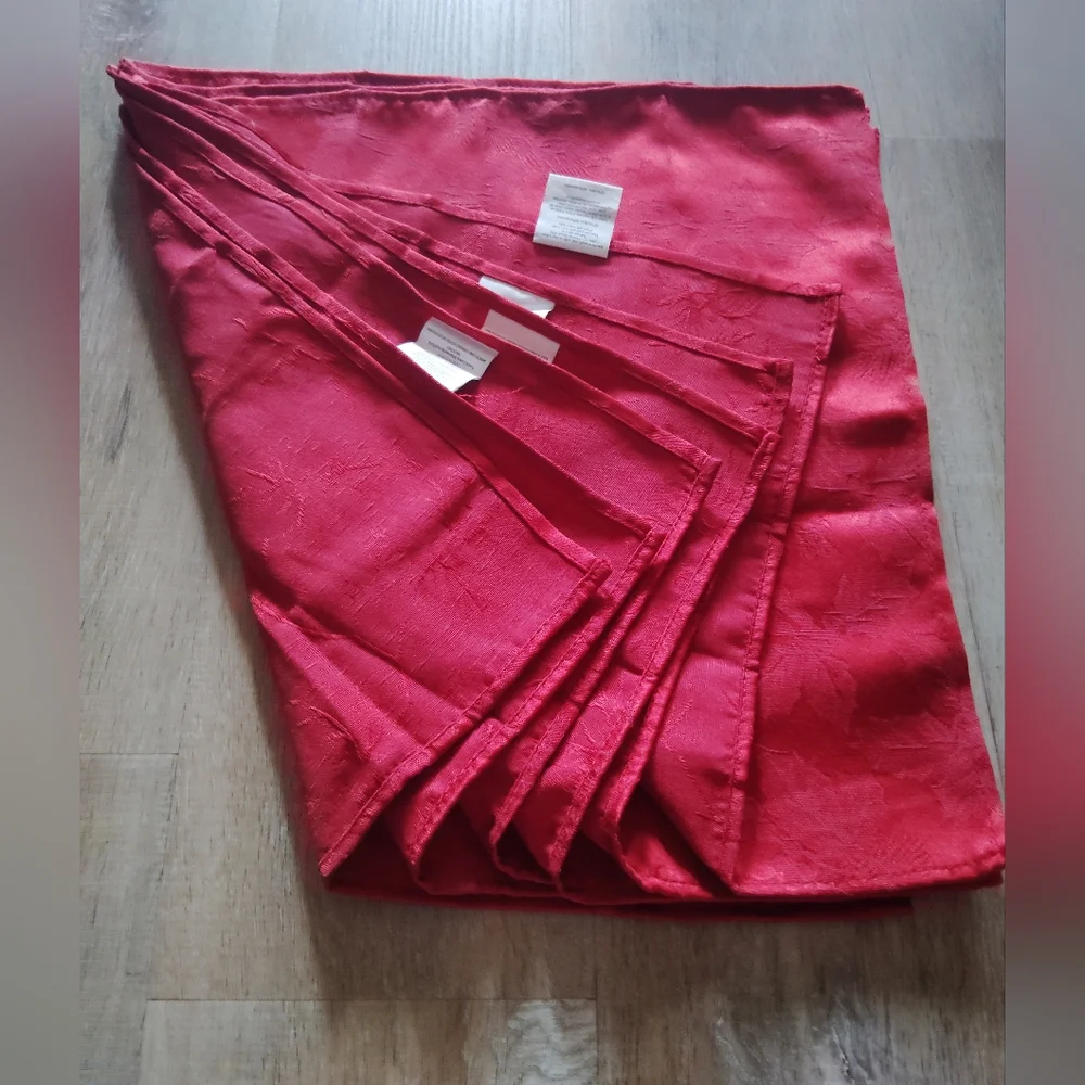 Lot of 6 Spode Romanian Burgundy Table Napkins Leaves Engraved Design